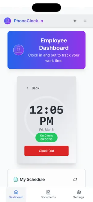 Caregiver home screen with active visit